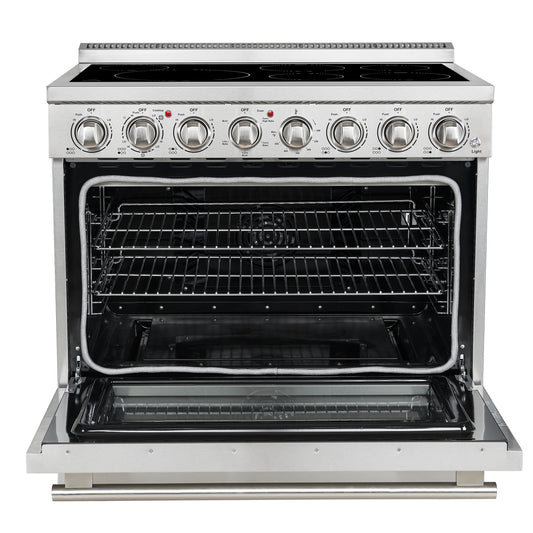 Forno Paolo 36 Inch Freestanding Electric Range, Stainless Steel, 5.44 cu.ft, True Convection Oven, Energy Efficient
