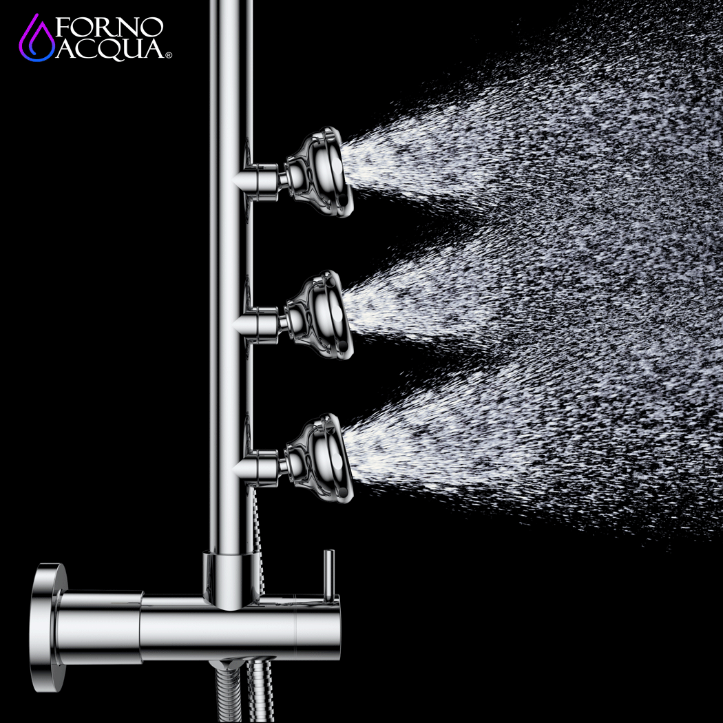 Forno Acqua AcquaSPA Retrofit Shower, Overhead Rainfall Shower, Handheld Shower Head, Body Jets, 6 Way Diverter, Brushed Nickel Finish, 2.5 GPM Flow Rate