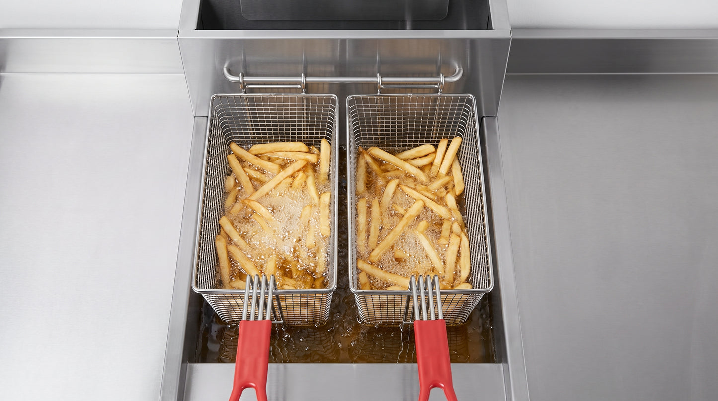 Forno Commerciale Natural Gas Deep Fryer, 3 Burners 90,000 BTU, 40 lbs, Millivolt Control