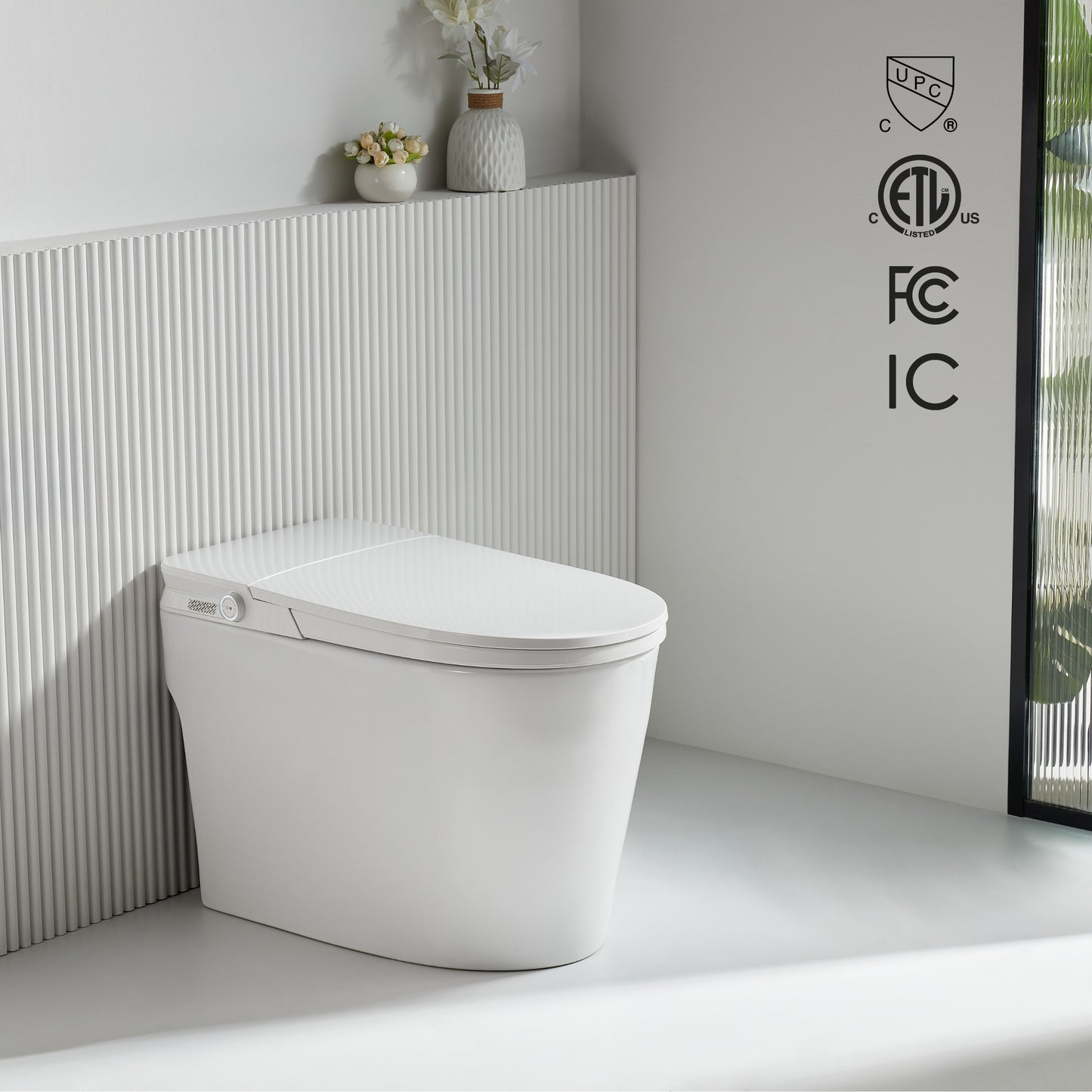 FORNO ACQUA Luxurious Smart Toilet. Includes Auto Flush, Powerful Flush, sleek tankless design Ideal for Powder Rooms.