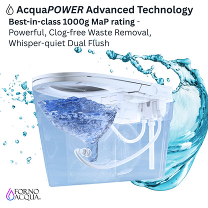 FORNO ACQUA Luxurious Smart Toilet. Includes Auto Flush, Auto Lid, Powerful Flush, sleek tankless design Ideal for Powder Rooms.