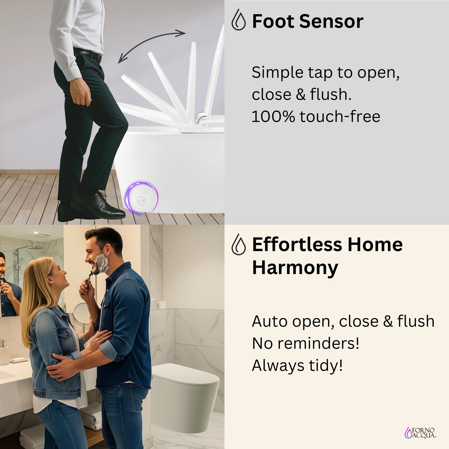 FORNO ACQUA Luxurious Smart Toilet. Includes Heated Seat, Auto Flush, Auto Lid, Powerful Flush, Ideal for Powder Rooms.