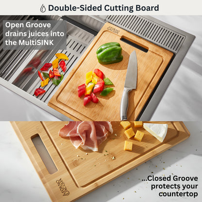 FORNO ACQUA 33 in. Drop-In/Undermount 3-Level Workstation Sink with Waterfall Faucet & Glass Rinser