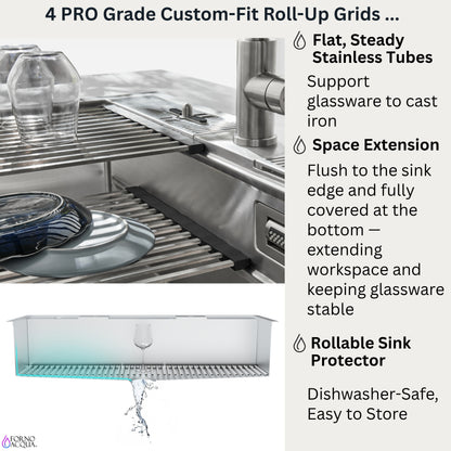 FORNO ACQUA 45 in. Drop-In/Undermount 3-Level Workstation Sink with Two Faucets & Glass Rinser