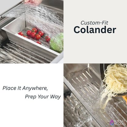 FORNO ACQUA 33 in. Drop-In/Undermount MultiSINK Workstation Sink with Waterfall Faucet & Glass Rinser