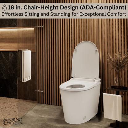 FORNO ACQUA Luxurious Smart Toilet. Includes Auto Flush, Powerful Flush, sleek tankless design Ideal for Powder Rooms.