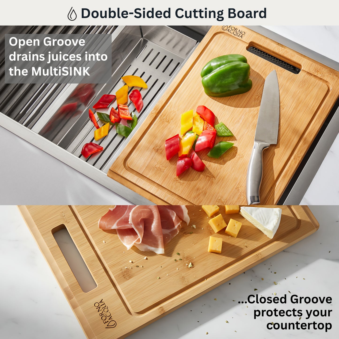 FORNO ACQUA 45 in. Undermount 3-Level Workstation MultiSINK with Custom-Fit Accessories