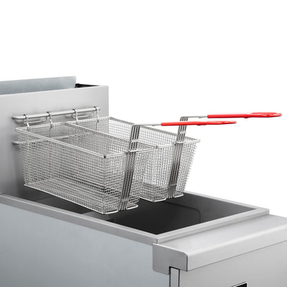 FORNO Commerciale Propane Gas Deep Fryer, 4 Burners 120,000 BTU, 50 lbs Oil Capacity, Millivolt Control