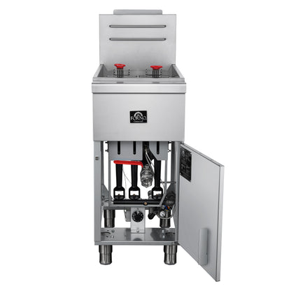 FORNO Commerciale Propane Gas Deep Fryer, 4 Burners 120,000 BTU, 50 lbs Oil Capacity, Millivolt Control