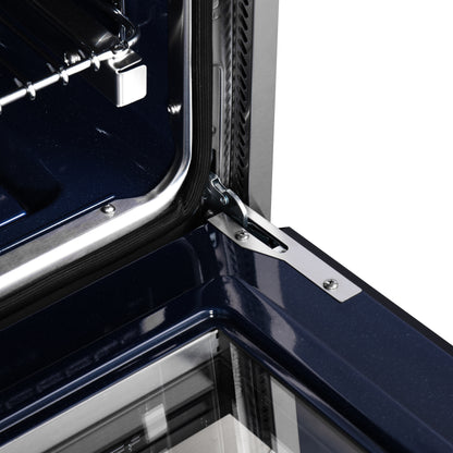 Forno Massimo 30 Inch Freestanding Dual Fuel Range in Black with Antique Brass Accessories, 4 Burners, 4.32 cu. ft. Convection Oven