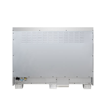 Forno Capriasca 48 Inch Freestanding French Door Dual Fuel Range in Black with Antique Brass Accessories, 8 Burners, True Convection Oven