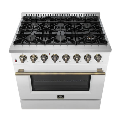 Forno Galiano 36" Freestanding Dual Fuel Range in White