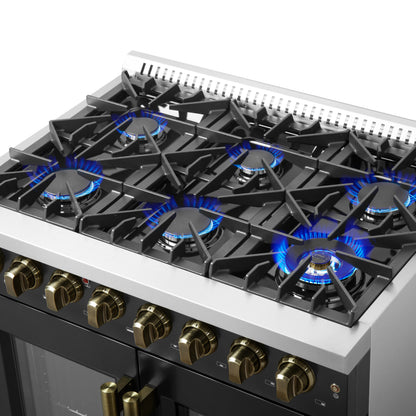 Forno Galiano 36-inch Freestanding French Door Dual Fuel Range Black