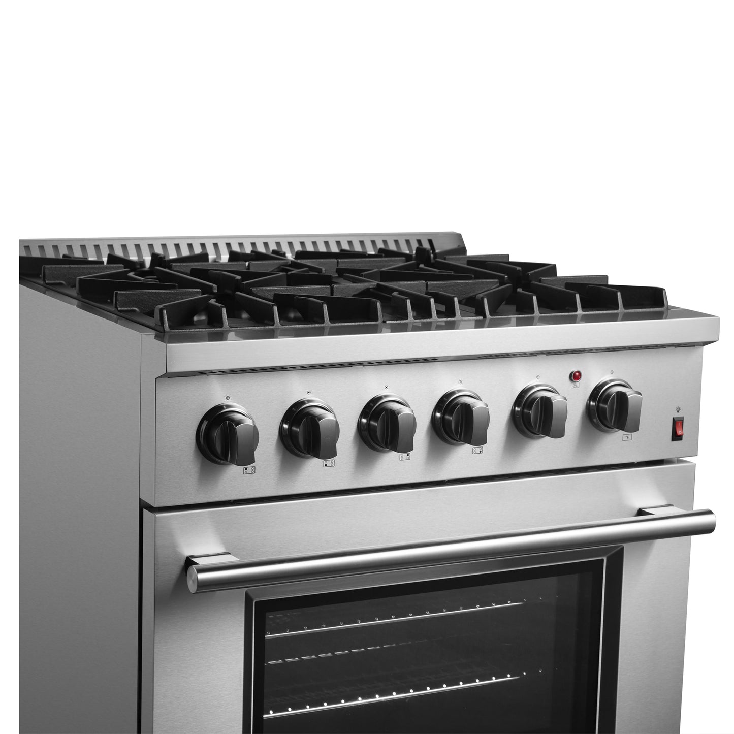 Forno Marco 30-Inch Dual Fuel Range, Stainless Steel, 4 Burners, 37,000 BTU, True Convection Oven, Energy Efficient