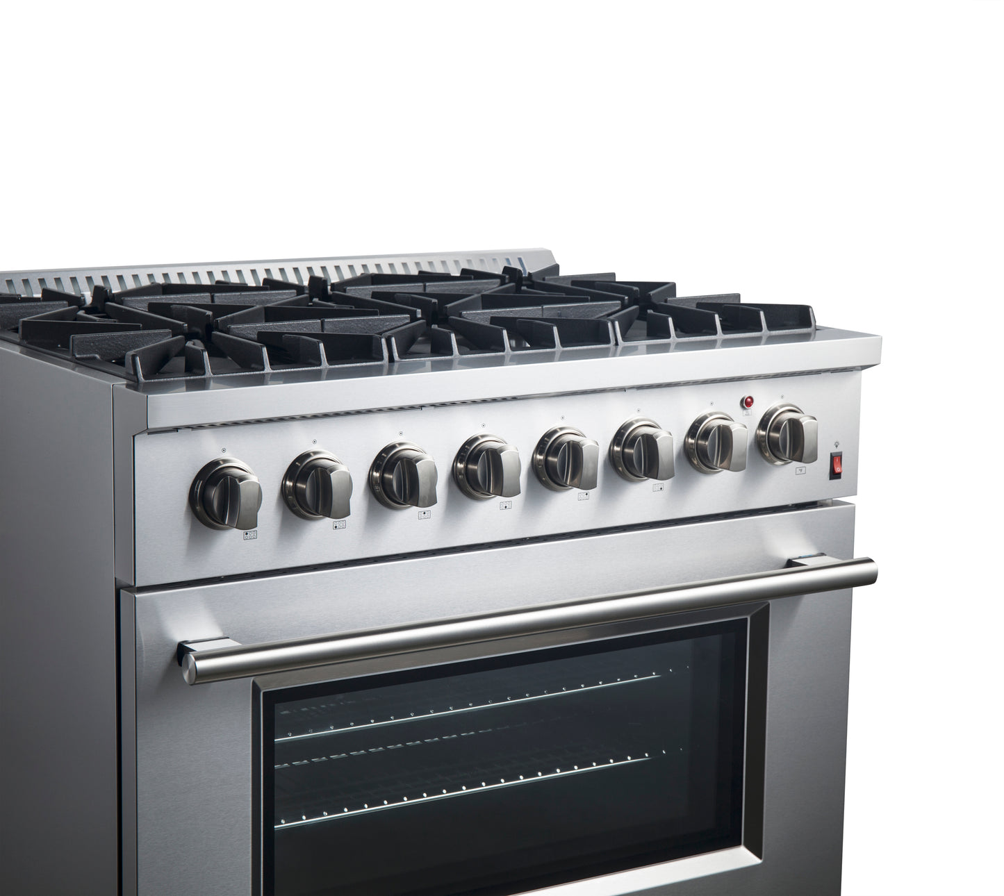 Forno Marco 36-Inch Dual Fuel Range, Stainless Steel, 6 Burners, 67,000 BTU, True Convection Oven, Energy Efficient