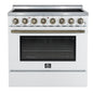 Forno Paolo 36 Inch White Freestanding Electric Range, Stainless Steel, 5.44 cu.ft, True Convection Oven, Energy Efficient