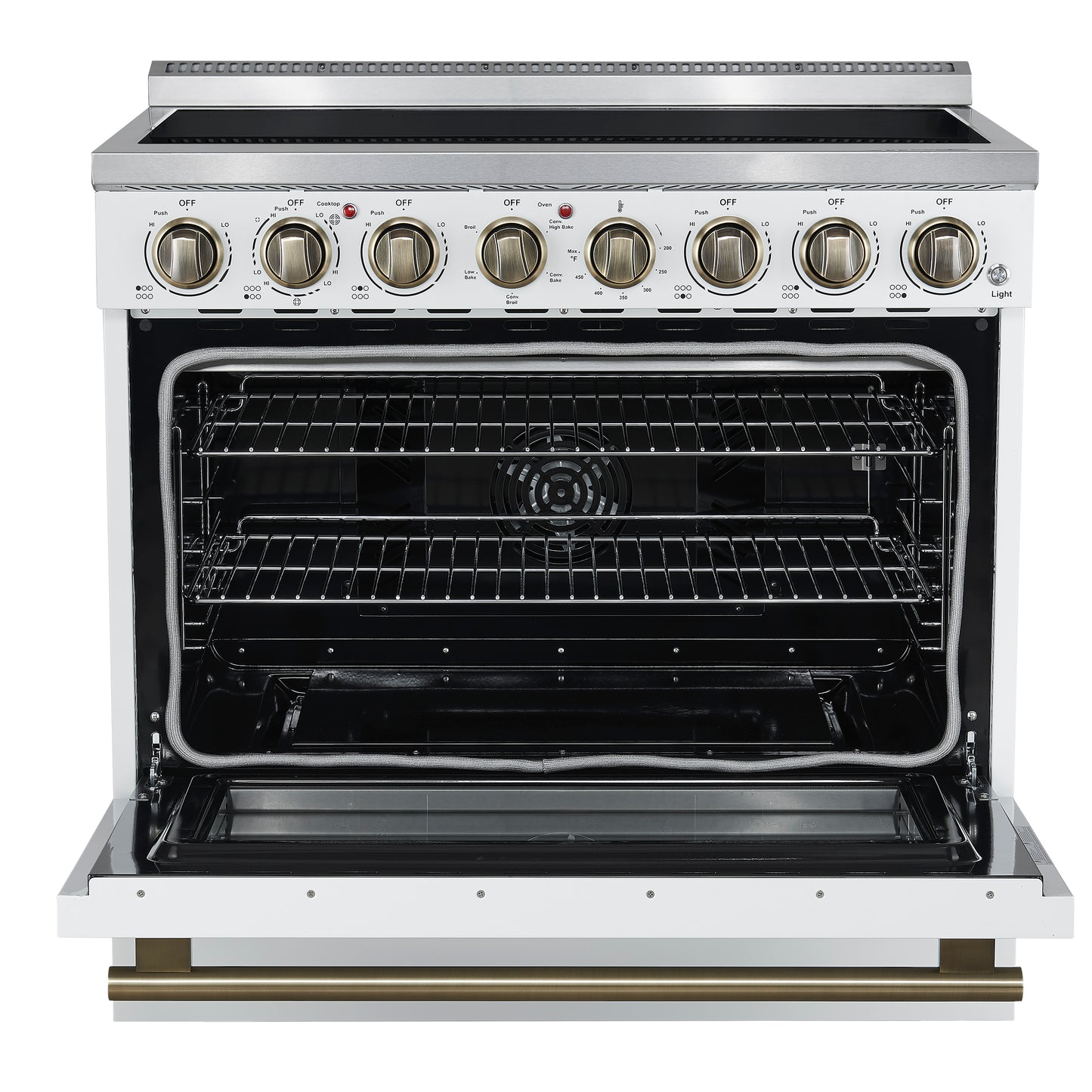 Forno Paolo 36 Inch White Freestanding Electric Range, Stainless Steel, 5.44 cu.ft, True Convection Oven, Energy Efficient