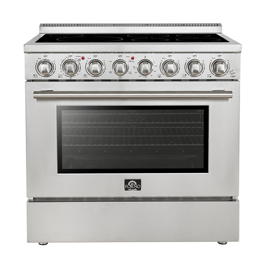 Forno Paolo 36 Inch Freestanding Electric Range, Stainless Steel, 5.44 cu.ft, True Convection Oven, Energy Efficient