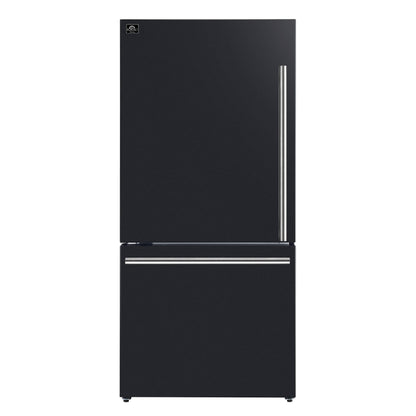 Forno Milano Espresso 31-Inch Black Bottom Freezer Refrigerator, 17.2 Cu. Ft., Energy-Efficient, No Frost, Built-In Ice Maker
