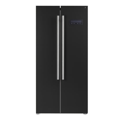 Forno Salerno Espresso 33-Inch Black Side-by-Side Refrigerator, 15.6 Cu. Ft., Energy-Efficient, No Frost, Modern Design
