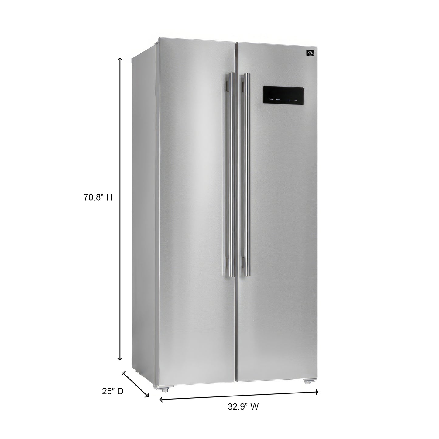 Forno Salerno 33-Inch Side-by-Side Stainless Steel Refrigerator, 15.6 cu.ft, ENERGY STAR Certified