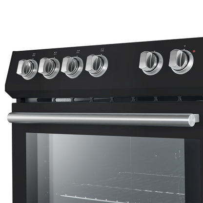 FORNO Premium 2-Piece Kitchen Bundle - Leonardo Espresso 30" Black Range, 30" Black Range Hood - FBDL-002-02CA