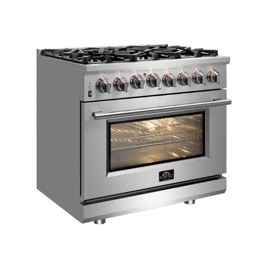 Forno Massimo 30-Inch Freestanding Dual Fuel Range, 4 Burners, Double Convection Ovens