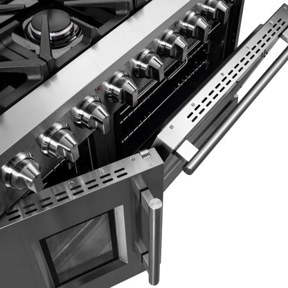 Forno Massimo 48-Inch Freestanding French Door Gas Range, 8 Burners, Convection Oven, Energy Efficient