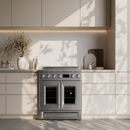 Forno Torino 30 Inch French Door Induction Range with Air Fryer and True Convection Oven