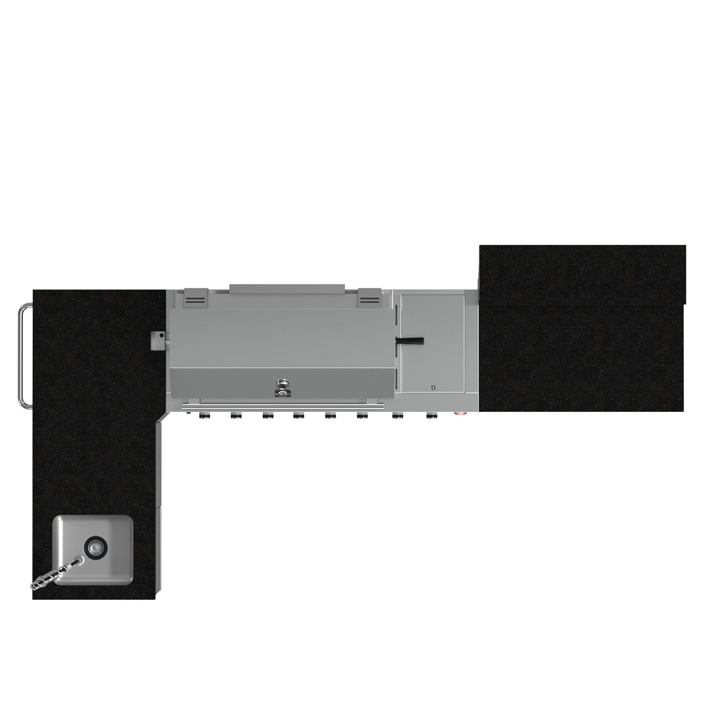 FORNO Bulnes 40-Inch BBQ, 95,000 BTU, 5 Burners, Sear & Rotisserie Infrared with Side Burner, Stainless Steel Outdoor Kitchen with 1.8 cu.ft. Beverage Center & Black Granite Countertops