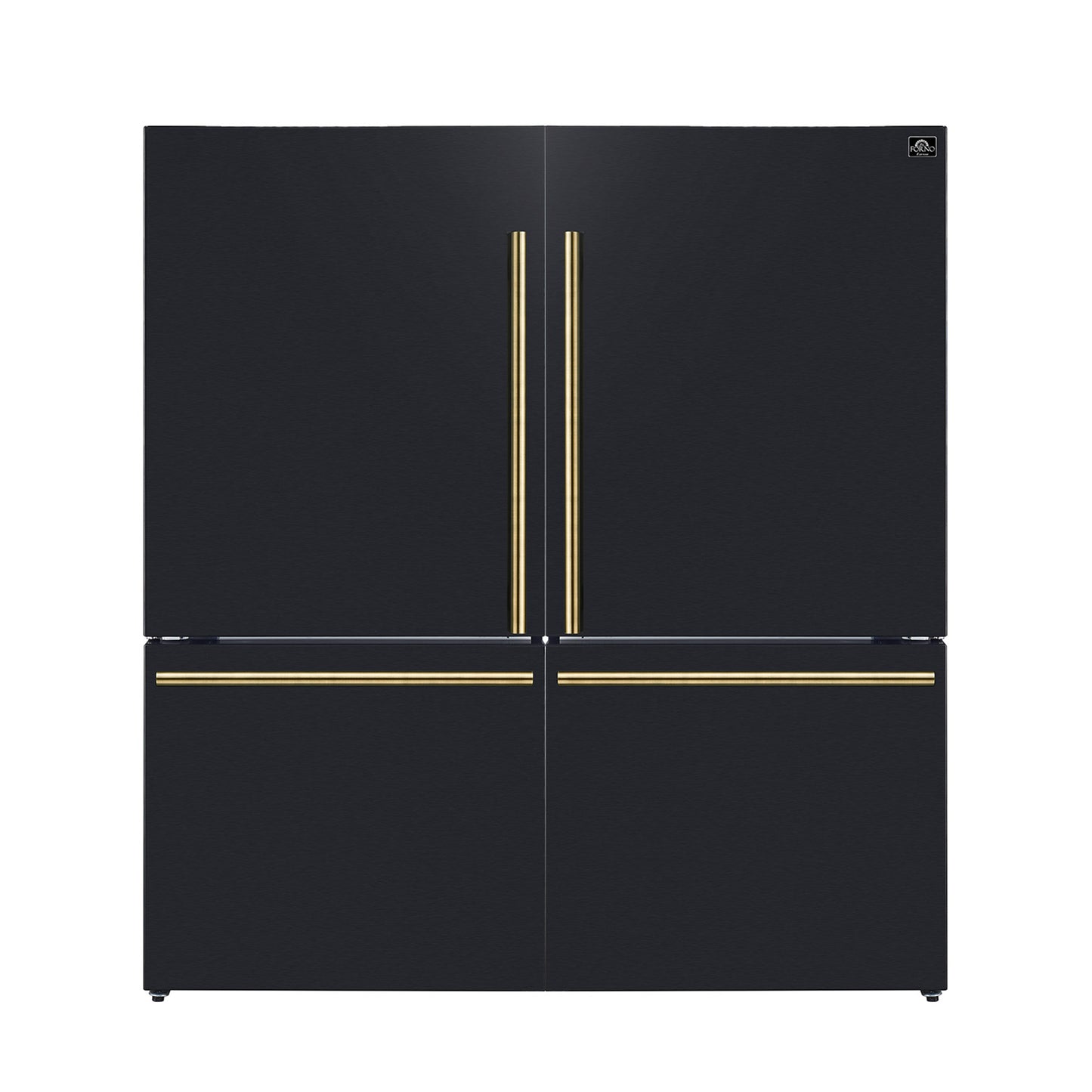 Forno Milano 2-Piece 62-Inch Freestanding Dual Bottom Freezer Refrigerator in Black – 34.4 cu.ft, Touch Control, Ice Maker