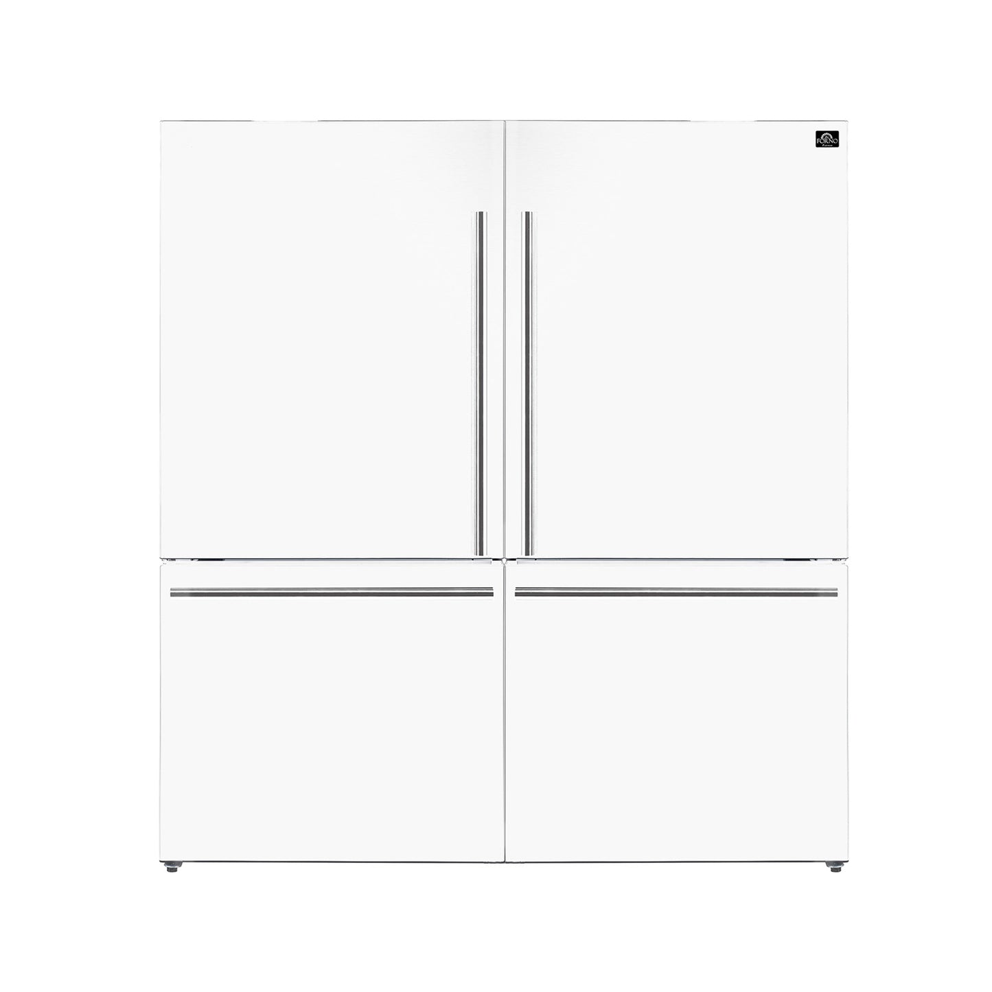 Forno Milano 2-Piece 62-Inch Freestanding Dual Bottom Freezer Refrigerator, White – 34.4 cu.ft, Touch Control, Ice Maker