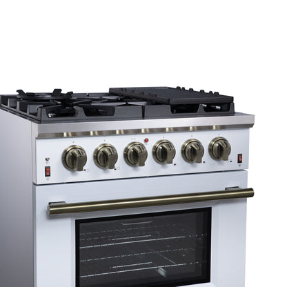Forno Massimo 30-Inch White Freestanding Gas Range, 4 Burners, True Convection Oven