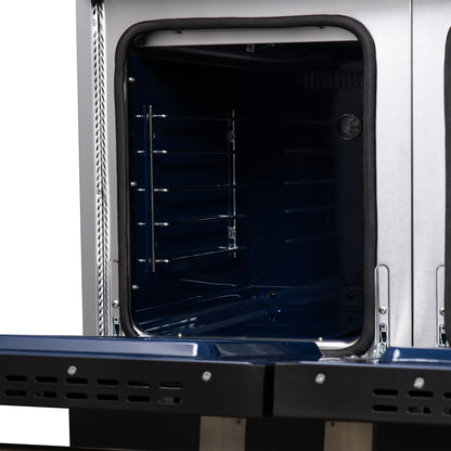 Forno Massimo 48-Inch Black Freestanding Gas Range, 8 Burners, True Convection Oven