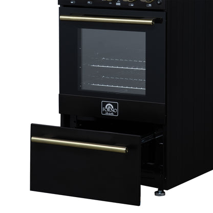 Forno Lamazze 20 Inch Freestanding Gas Range in Black, Compact Design