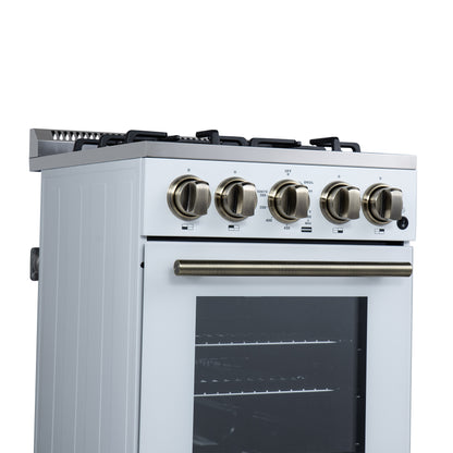 Forno Lamazze 20 Inch Freestanding Gas Range in White, Compact Design