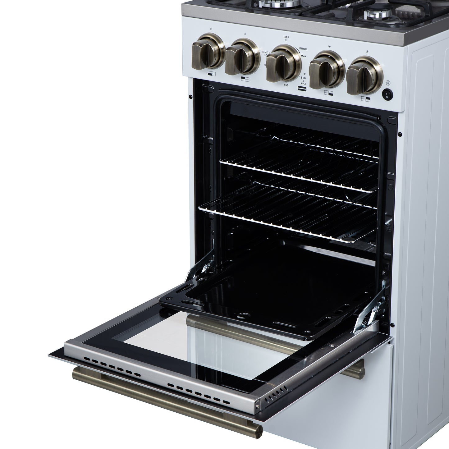 Forno Lamazze 20 Inch Freestanding Gas Range in White, Compact Design