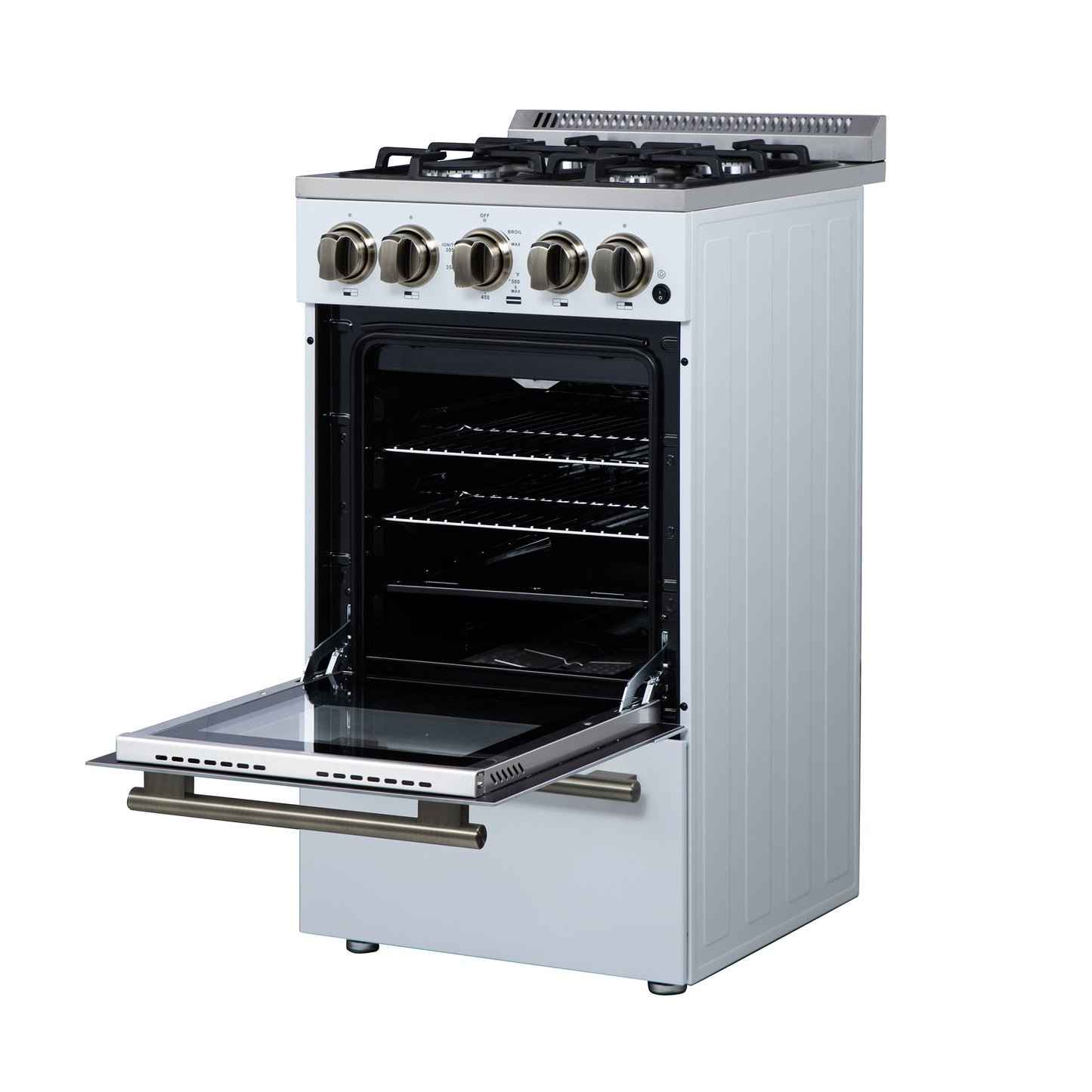 Forno Lamazze 20 Inch Freestanding Gas Range in White, Compact Design