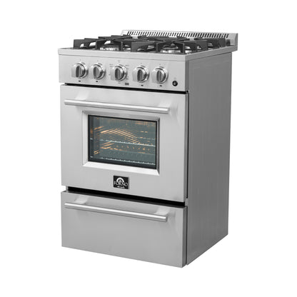 Forno Breno 24-Inch Freestanding Gas Range, Compact Design, Energy Efficient