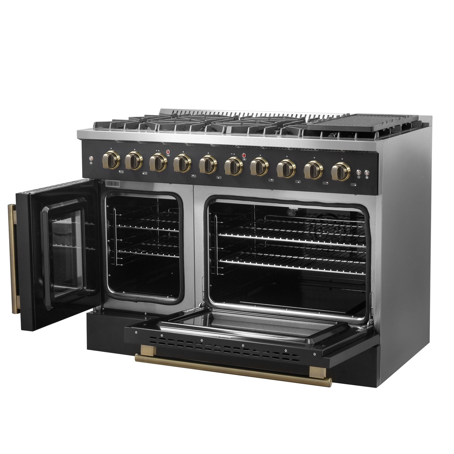 Forno Galiano 48" Freestanding French Door Gas Range in Black