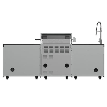 FORNO Bulnes 30-Inch BBQ, 60,000 BTU, 3 Burners with Sear & Rotisserie Infrared Burners, Stainless Steel Outdoor Kitchen with 1.8 cu.ft. Beverage Center & Black Granite Countertops