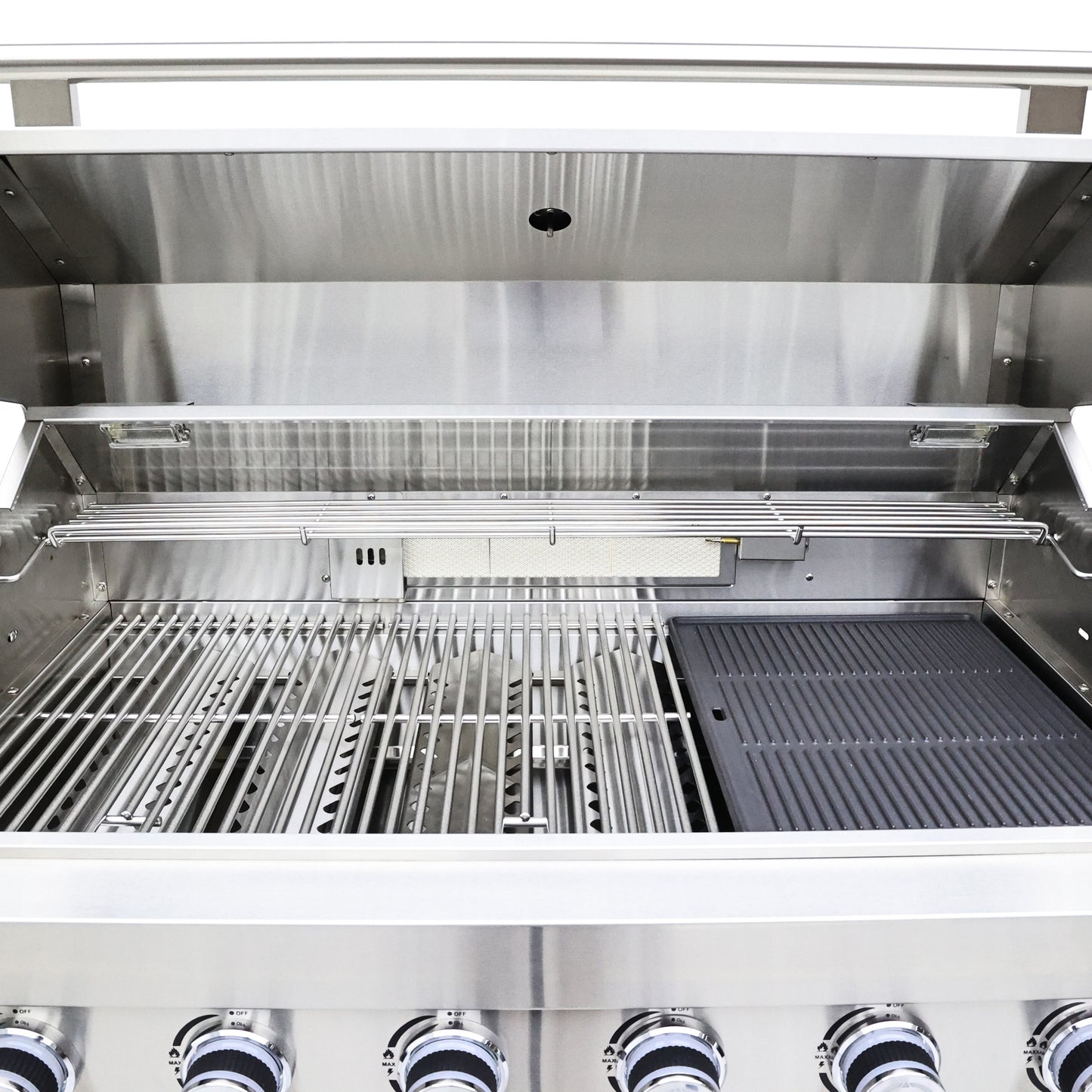 FORNO Bulnes 40-Inch BBQ, 95,000 BTU, 5 Burners, Sear & Rotisserie Infrared with Side Burner, Stainless Steel Outdoor Kitchen with 1.8 cu.ft. Beverage Center & Black Granite Countertops