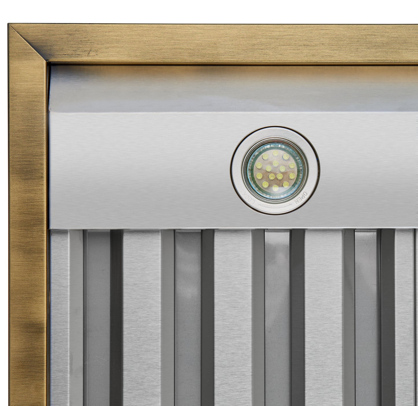 Forno Vittorio 36-Inch Wall Mount Range Hood, Black with Antique Brass Trim, 600 CFM Airflow, Dishwasher-Safe Baffle Filters, Remote Control, 3-Speed Fan, Bright LED Lighting.