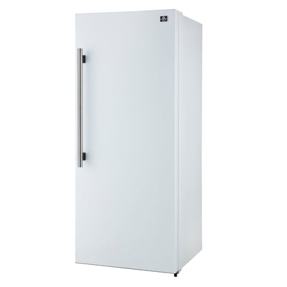 Forno Maderno 28-Inch Convertible Freezer/Refrigerator in White with Antique Brass Handle, 13.6 cu.ft. Right Swing