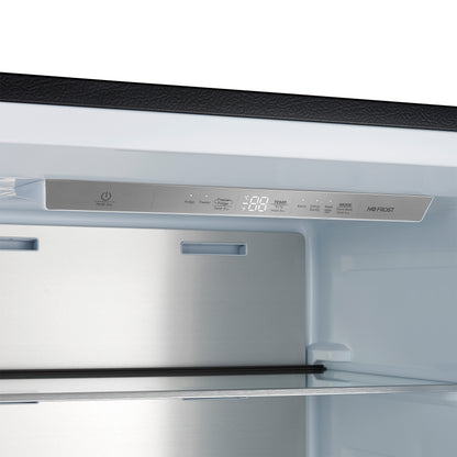 Forno Maderno 28-Inch Built-In Convertible Refrigerator in Black with Antique Brass Handle, 13.6 cu.ft. Right Swing with Decorative Trim - 32-Inch Wide