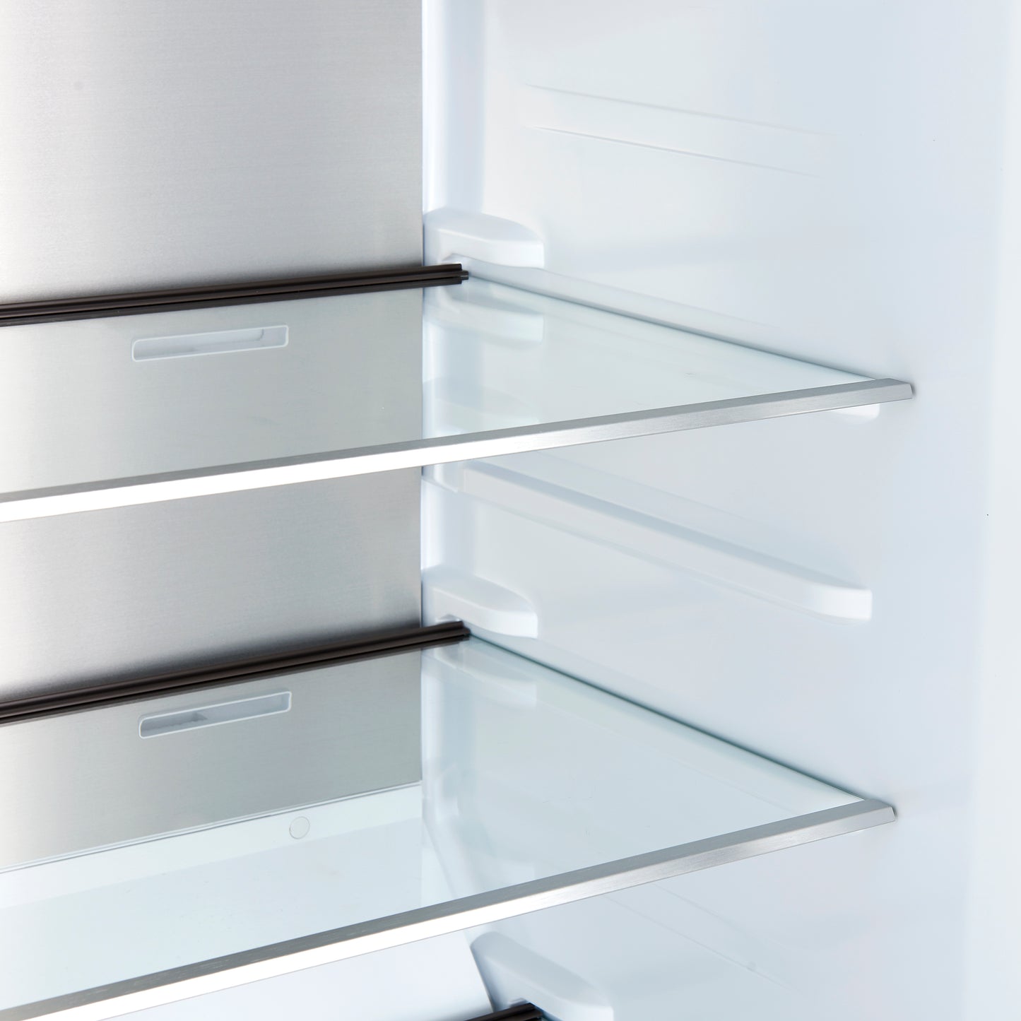 Forno Maderno 28-Inch Built-In Convertible Refrigerator in Black with Antique Brass Handle, 13.6 cu.ft. Right Swing with Decorative Trim - 32-Inch Wide