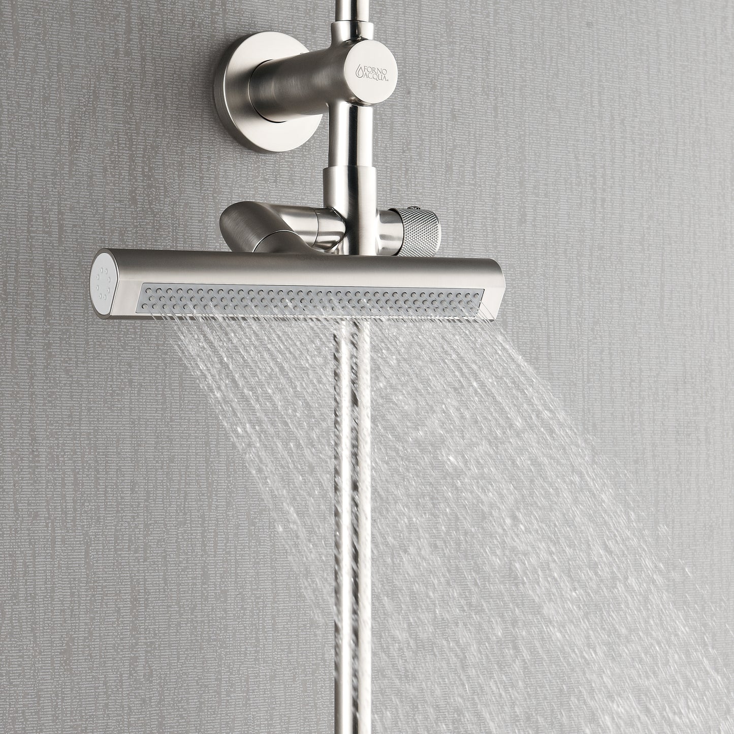 Forno Acqua AcquaFALL Shower, Brushed Nickel Finish, Overhead Rainfall Shower, Handheld Shower Head, Body Jets, 2.5 GPM Flow Rate