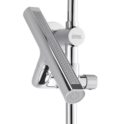 Forno Acqua AcquaFALL Shower, Polished Stainless Steel Finish, Overhead Rainfall Shower, Handheld Shower Head, Body Jets, 2.5 GPM Flow Rate