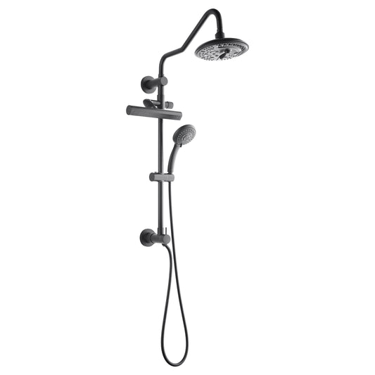 Forno Acqua AcquaFALL Shower, Matte Black Finish, Overhead Rainfall Shower, 7 Way Diverter, Handheld Shower Head, Body Jets, 2.5 GPM Flow Rate