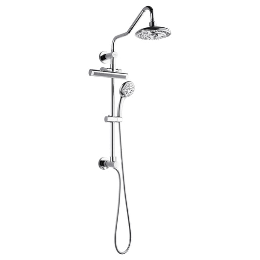 Forno Acqua AcquaFALL Shower, Polished Stainless Steel Finish, Overhead Rainfall Shower, 7 Way Diverter, Handheld Shower Head, Body Jets, 1.8 GPM Flow Rate